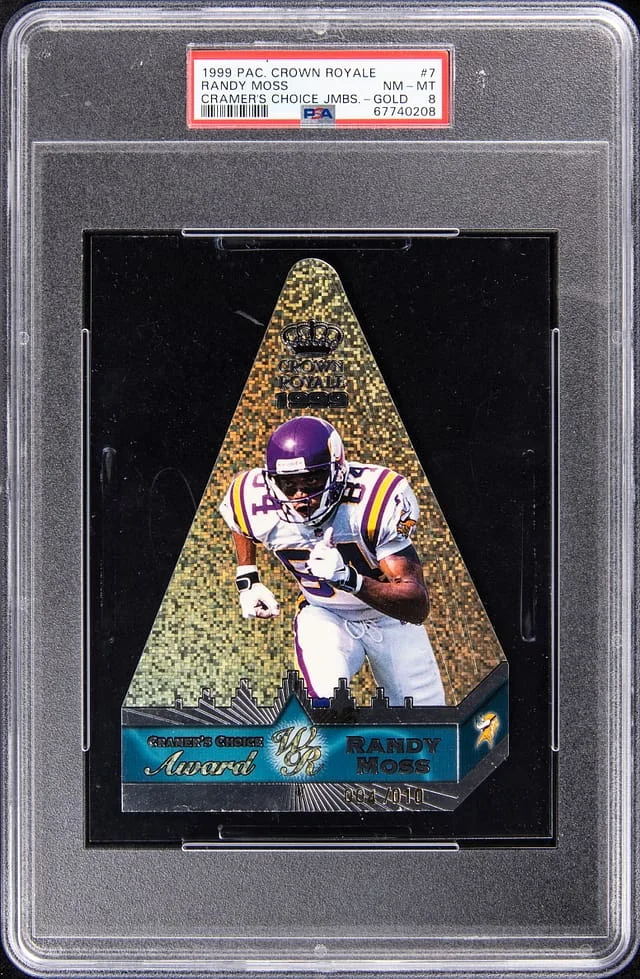1999 Pacific Crown Royale Cramer's Choice Jumbos Gold Randy Moss #7 card image
