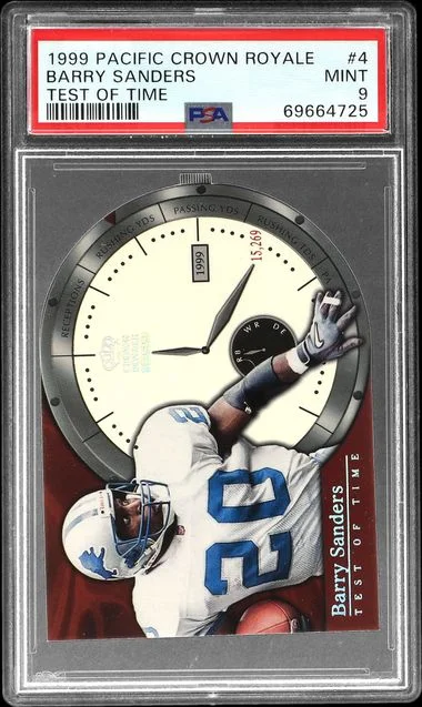 1999 Pacific Crown Royale Test of Time Barry Sanders #4 card image