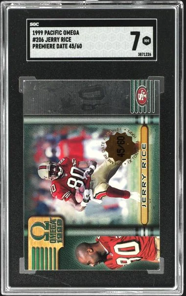 1999 Pacific Omega Premiere Date Jerry Rice #206 card image
