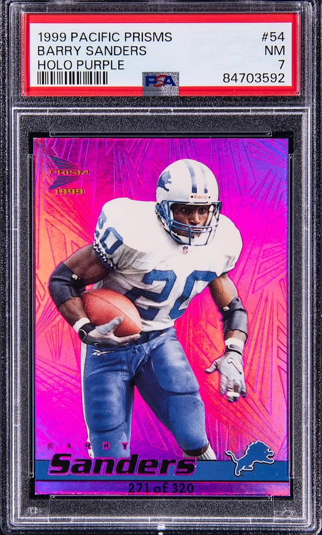 1999 Pacific Prisms Holo Purple Barry Sanders #54 card image