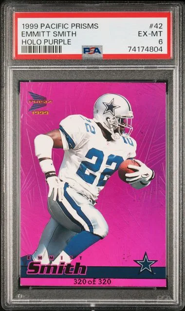 1999 Pacific Prisms Holo Purple Emmitt Smith #42 card image