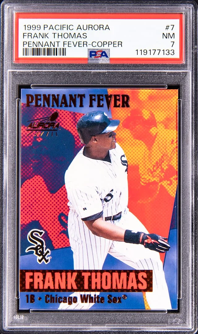 1999 Pacific Trading Cards Pacific Aurora Pennant Fever Copper Frank Thomas #7 card image