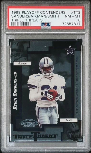 1999 Playoff Contenders Deion Sanders/Troy Aikman/Emmitt Smith Triple Threats #TT2 card image