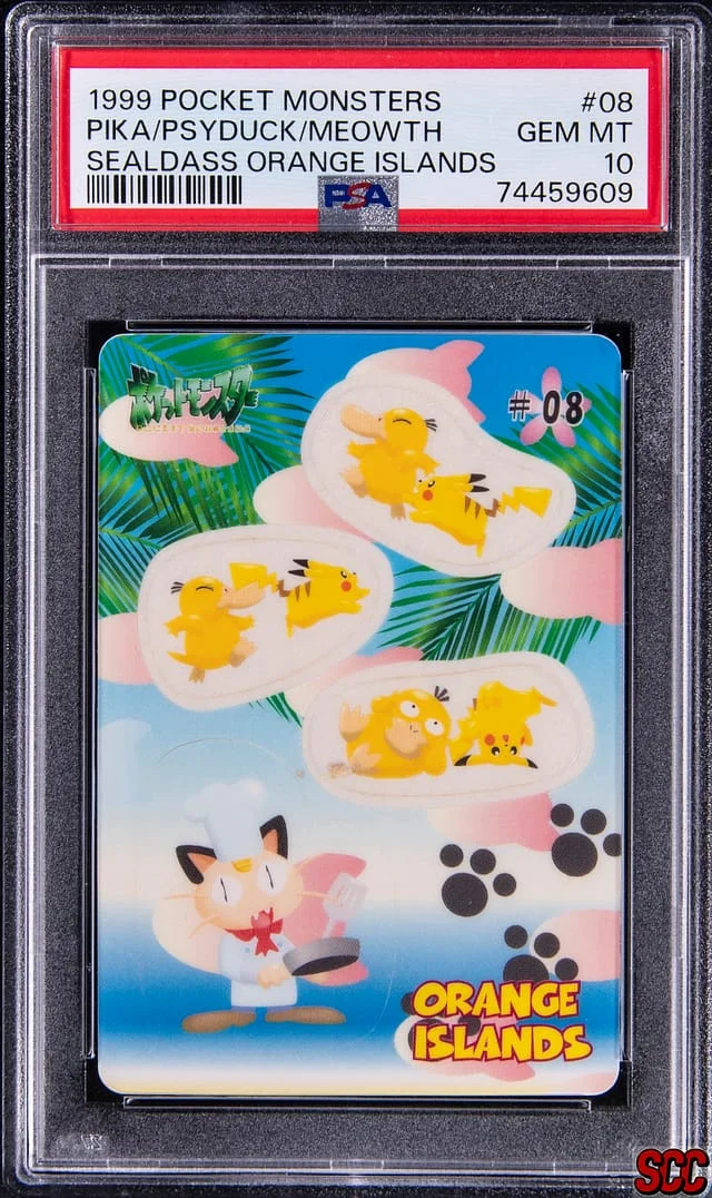1999 Pocket Monsters Sealdass Orange Islands Pika/Psyduck/Meowth #08 card image