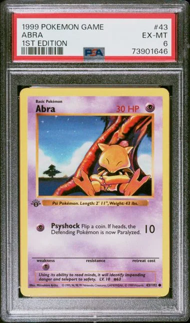 1999 Pokemon 1st Edition Abra #43 card image