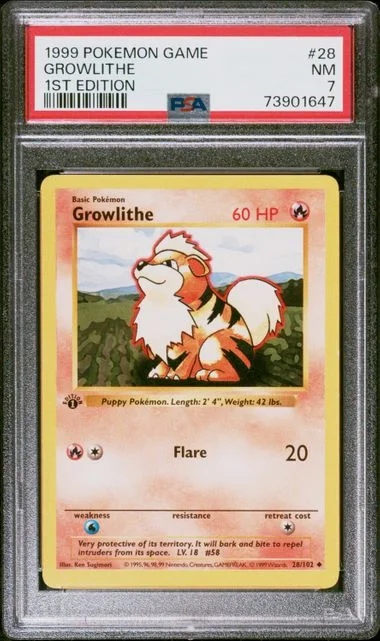 1999 Pokemon 1st Edition Growlithe #28 card image