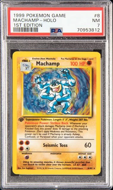 1999 Pokemon 1st Edition Holofoil Machamp #8 card image