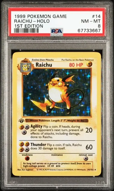1999 Pokemon 1st Edition Holofoil Raichu #14 card image
