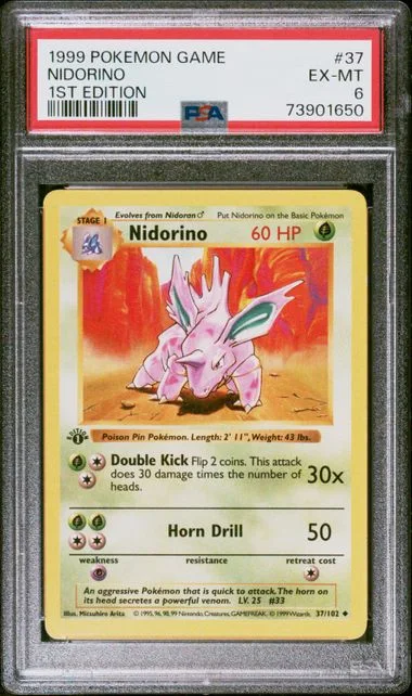 1999 Pokemon 1st Edition Nidorino #37 card image