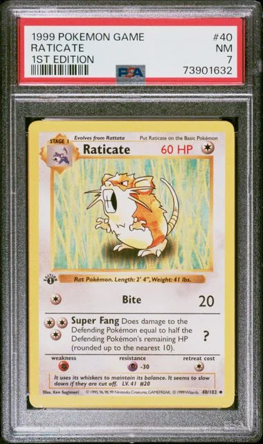 1999 Pokemon 1st Edition Raticate #40 card image