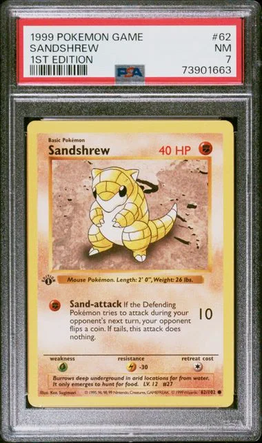 1999 Pokemon 1st Edition Sandshrew #62 card image