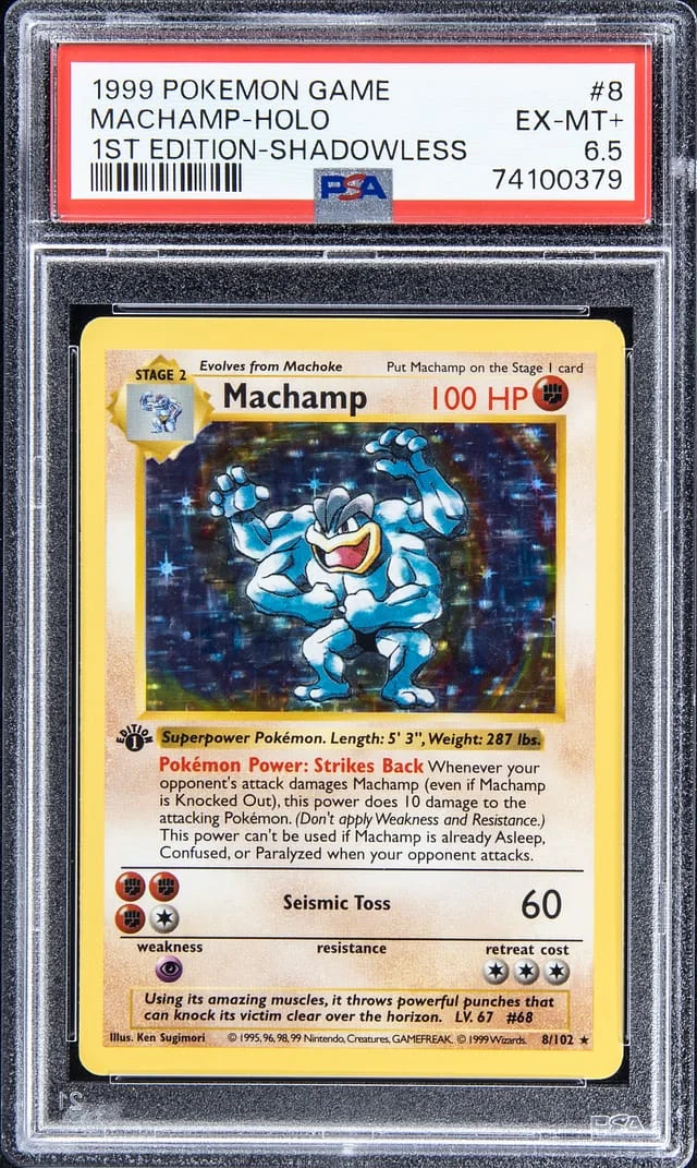 1999 Pokemon 1st Edition Shadowless Machamp #8 card image