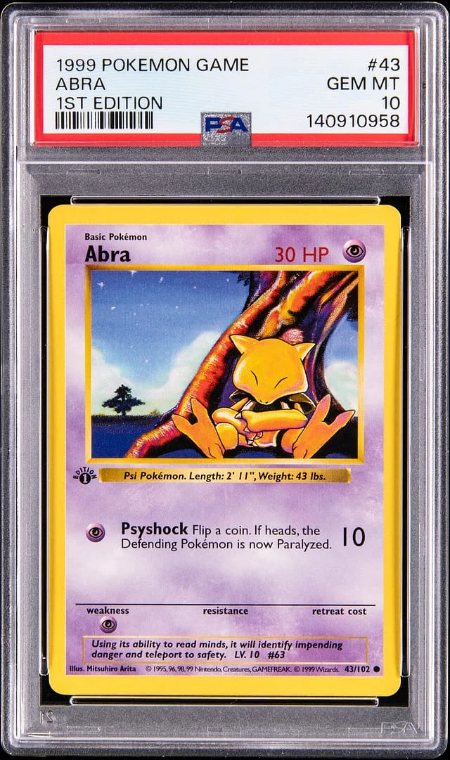 1999 Pokemon Base Set 1st Edition Abra #43 card image