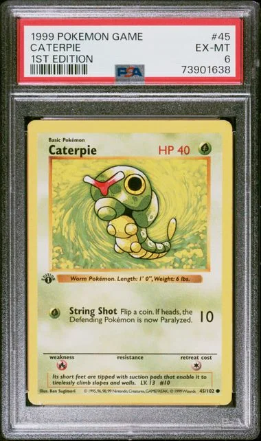 1999 Pokemon Base Set 1st Edition Caterpie #45 card image