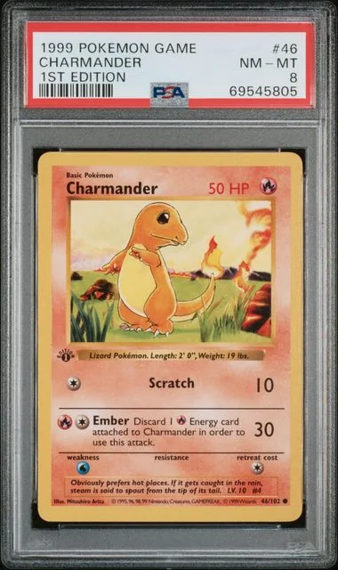 1999 Pokemon Base Set 1st Edition Charmander #46 card image