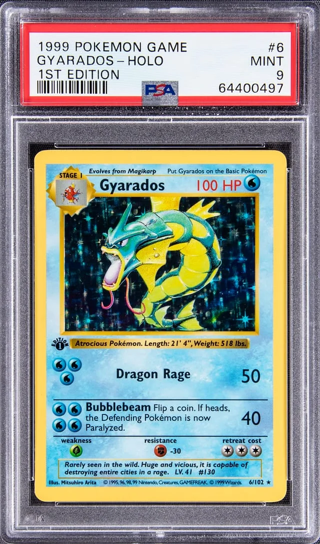 1999 Pokemon Base Set 1st Edition Gyarados #6 card image