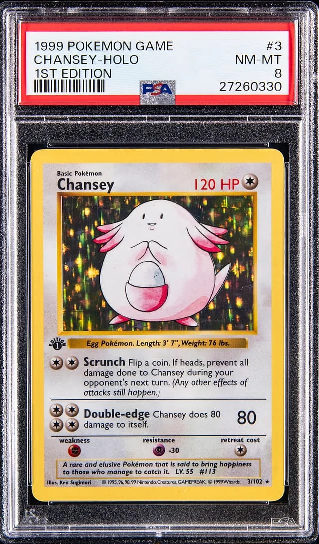 1999 Pokemon Base Set 1st Edition Holo Chansey #3 card image