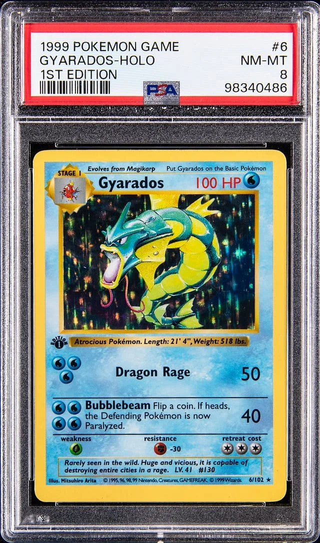 1999 Pokemon Base Set 1st Edition Holo Gyarados #6 card image