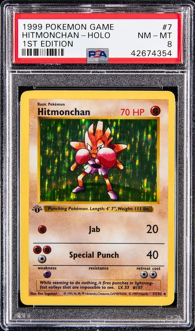1999 Pokemon Base Set 1st Edition Holo Hitmonchan #7 card image