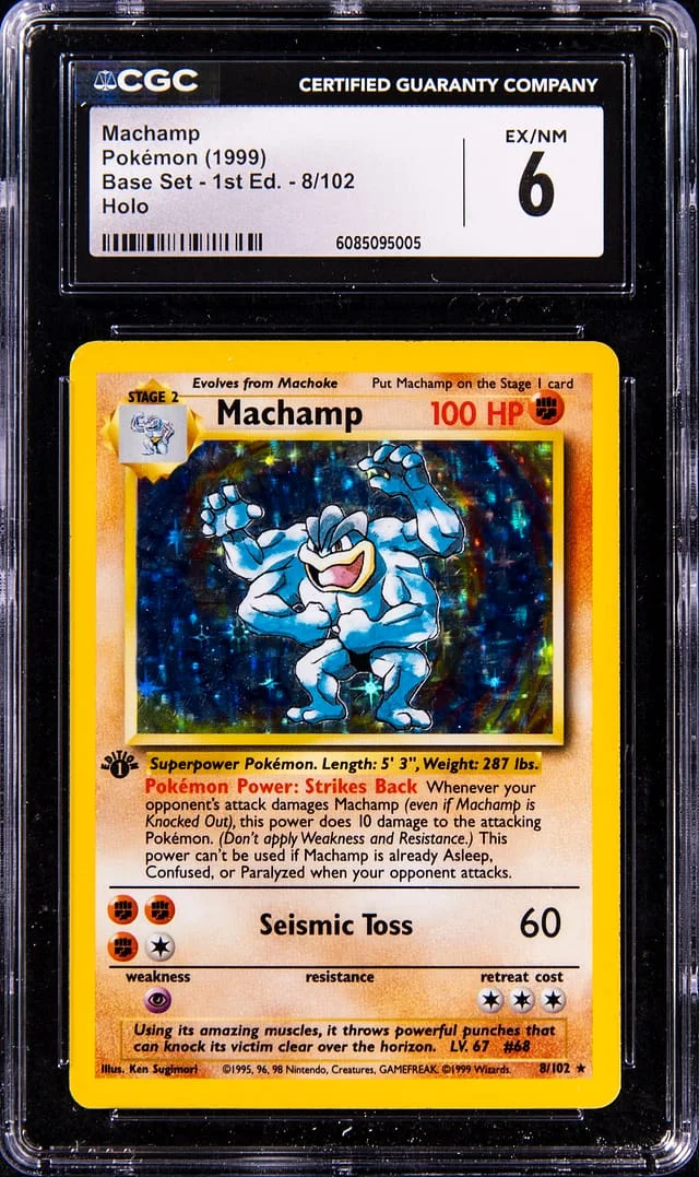 1999 Pokemon Base Set 1st Edition Holo Machamp #8 card image