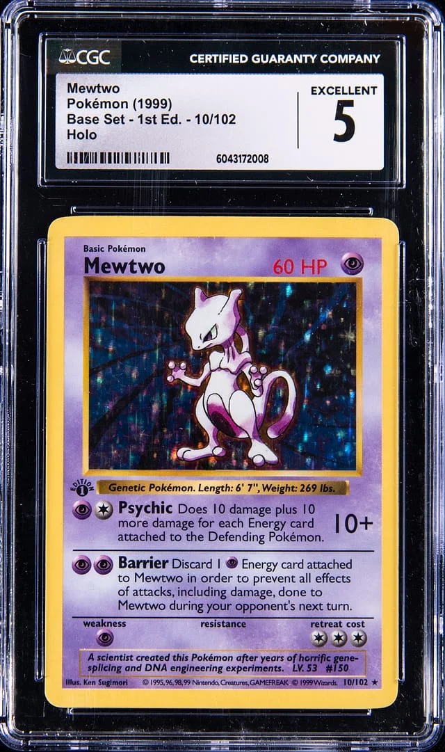 1999 Pokemon Base Set 1st Edition Holo Mewtwo #10 card image