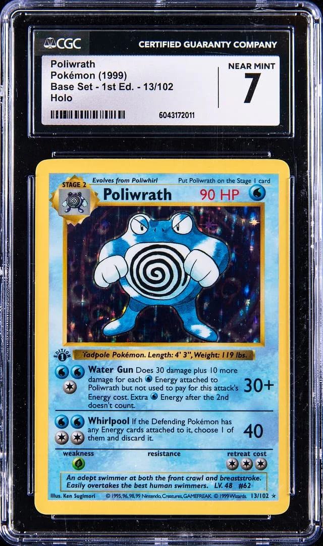 1999 Pokemon Base Set 1st Edition Holo Poliwrath #13 card image