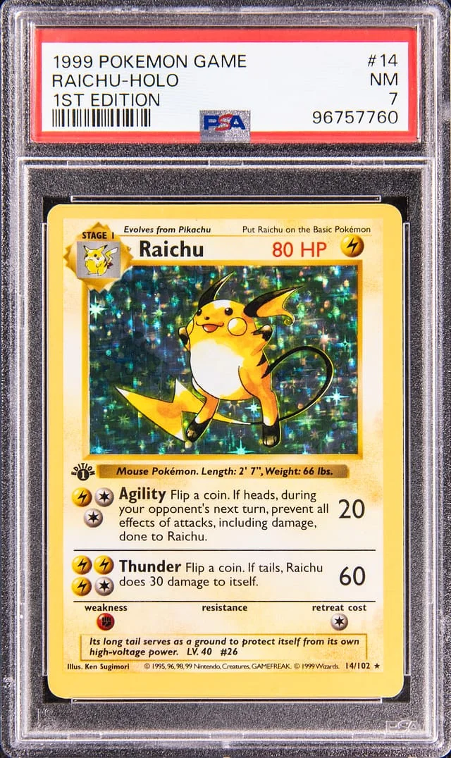 1999 Pokemon Base Set 1st Edition Holo Raichu #14 card image