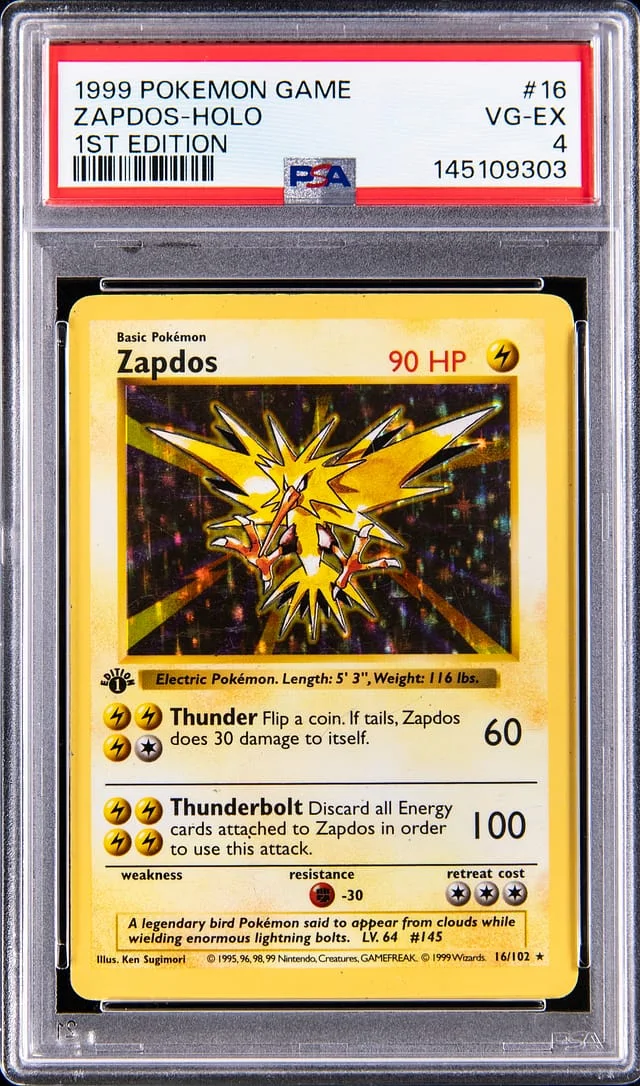 1999 Pokemon Base Set 1st Edition Holo Zapdos #16 card image
