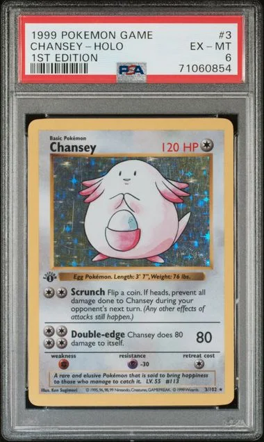 1999 Pokemon Base Set 1st Edition Holofoil Chansey #3 card image