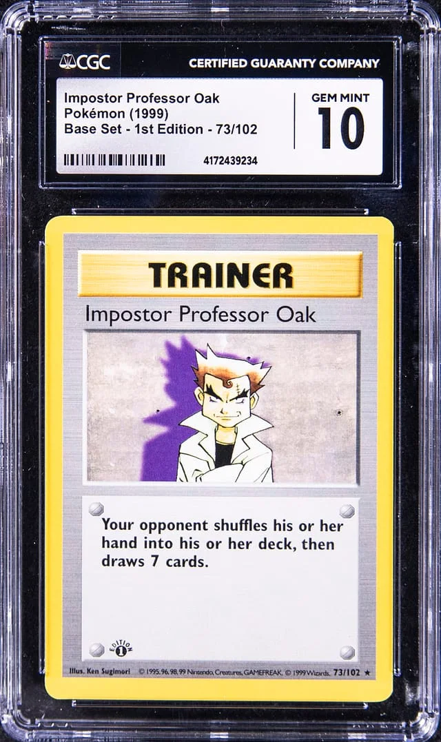 1999 Pokemon Base Set 1st Edition Imposter Professor Oak #73 card image