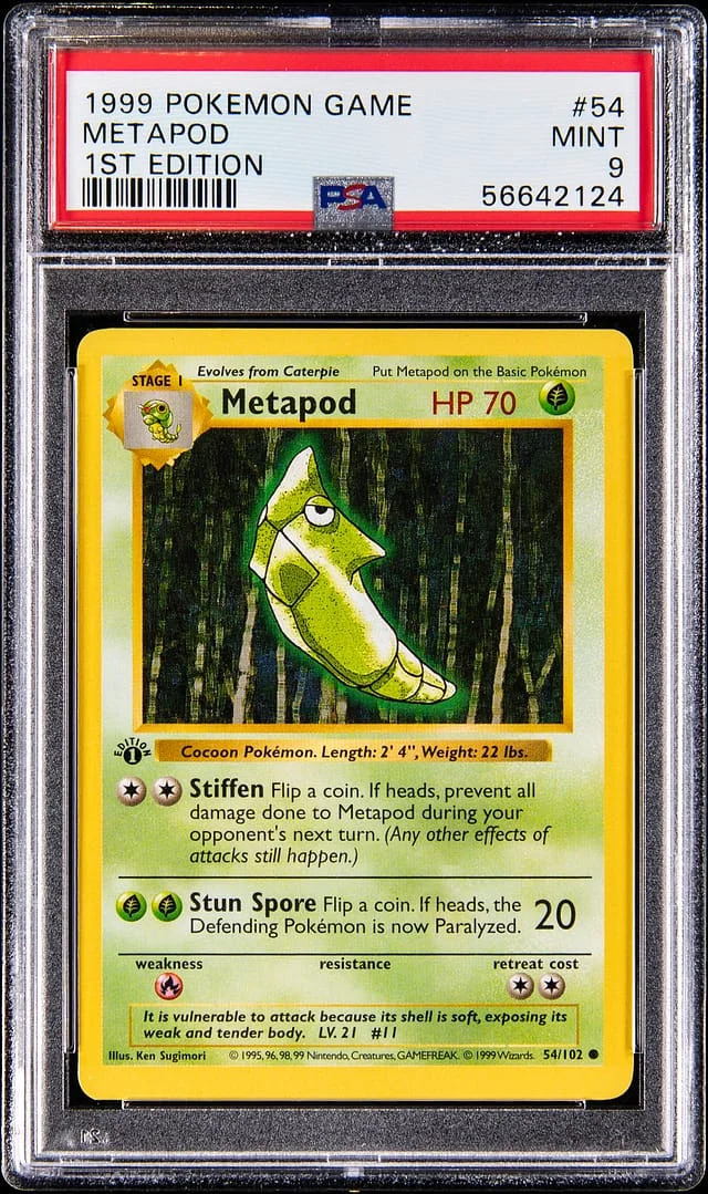 1999 Pokemon Base Set 1st Edition Metapod #54 card image
