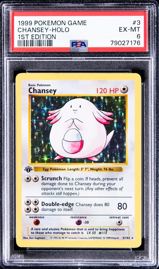 1999 Pokemon Base Set 1st Edition Rare Holofoil Chansey #3 card image