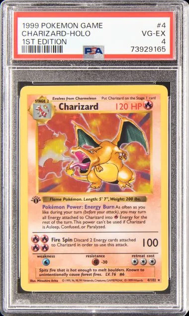 1999 Pokemon Base Set 1st Edition Rare Holofoil Charizard #4 card image