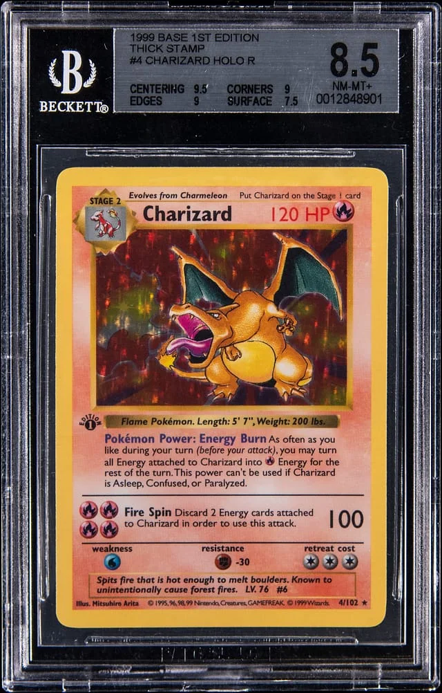 1999 Pokemon Base Set 1st Edition Rare Holofoil Charizard - Thick Stamp #4 card image