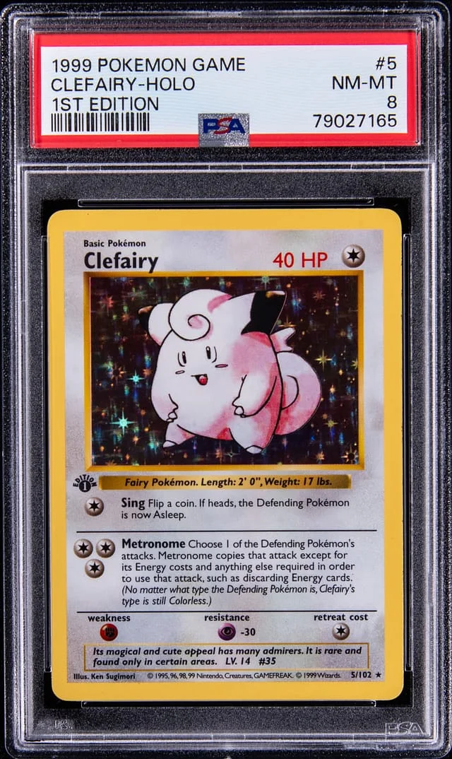 1999 Pokemon Base Set 1st Edition Rare Holofoil Clefairy #5 card image