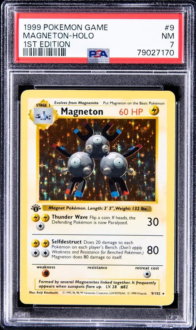 1999 Pokemon Base Set 1st Edition Rare Holofoil Magneton #9 card image