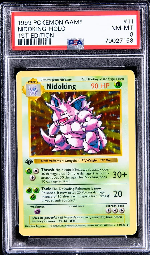 1999 Pokemon Base Set 1st Edition Rare Holofoil Nidoking #11 card image