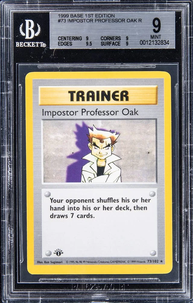 1999 Pokemon Base Set 1st Edition Rare Impostor Professor Oak #73 card image