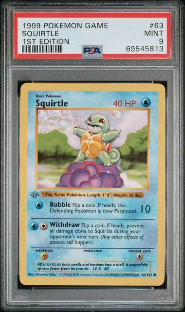 1999 Pokemon Base Set 1st Edition Squirtle #63 card image