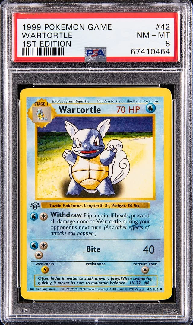 1999 Pokemon Base Set 1st Edition Wartortle #42 card image