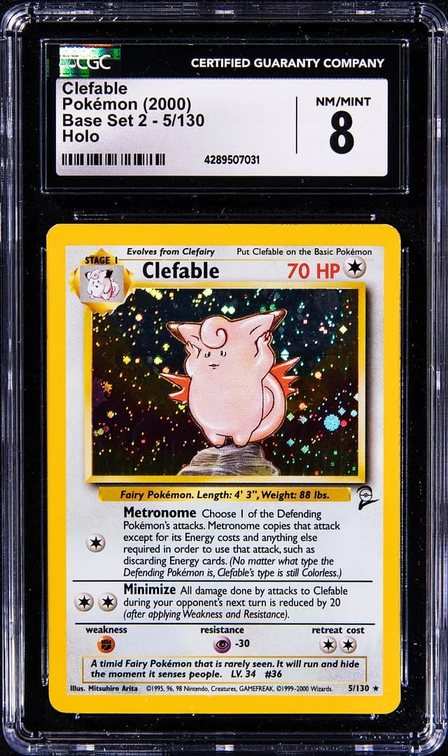 1999 Pokemon Base Set 2 Rare Holofoil Clefable #5 card image