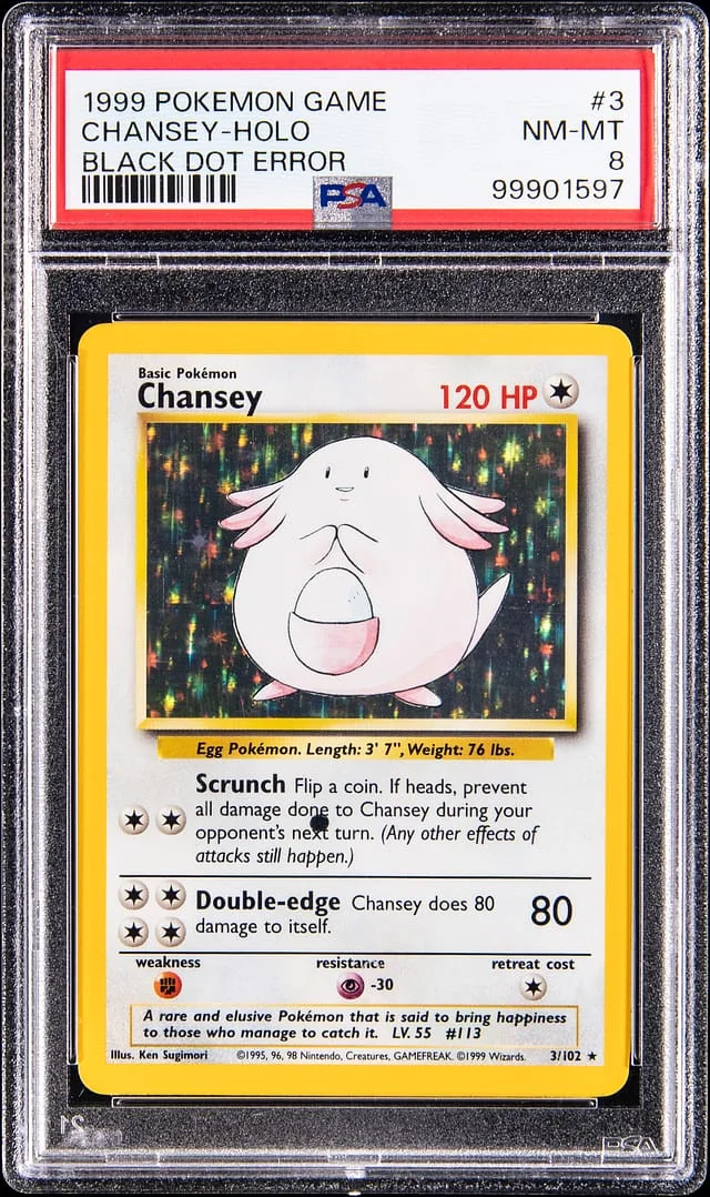 1999 Pokemon Base Set Black Dot Error Holo Chansey #3 card image