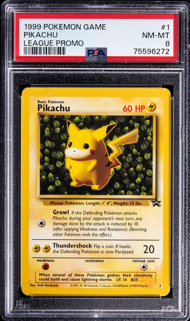 1999 Pokemon Base Set Black Star Promo League Pikachu #1 card image