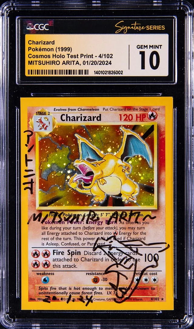1999 Pokemon Base Set Cosmos Holofoil Test Print Charizard, #4 card image
