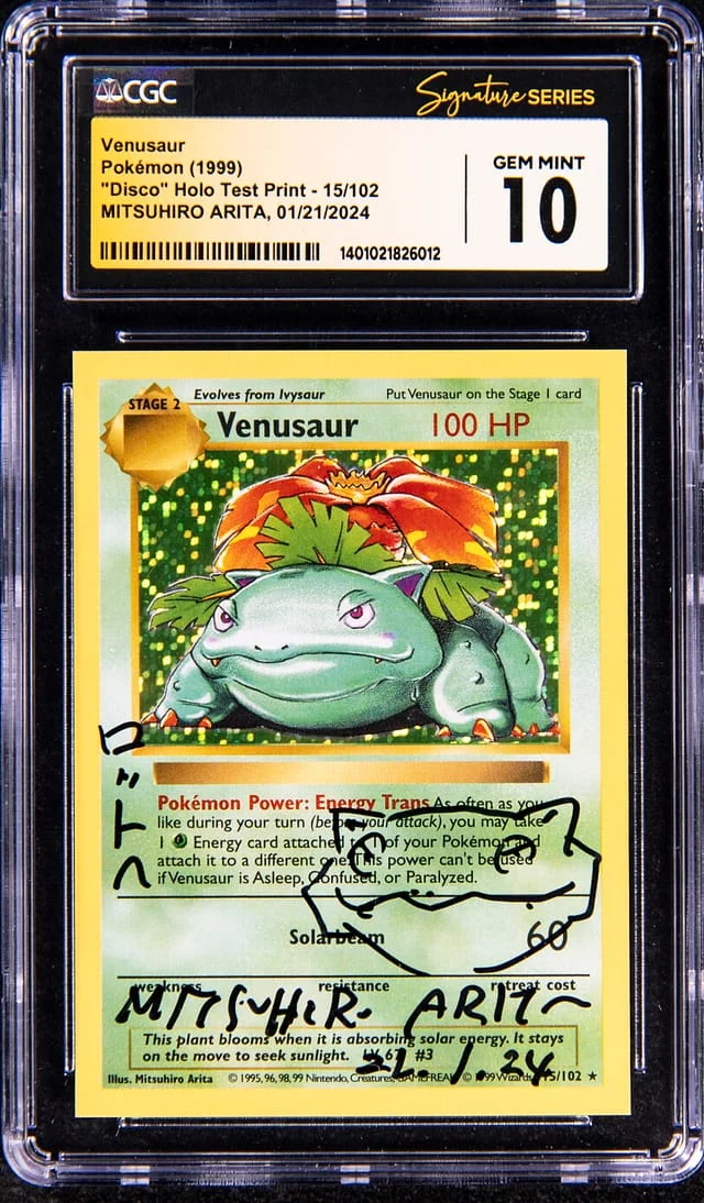 1999 Pokemon Base Set Disco Holo Test Print Venusaur, #15 card image