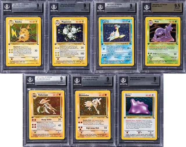 1999 Pokemon Base Set Edition Rare Holofoil Collection Graded (7) - Featuring #1st card image