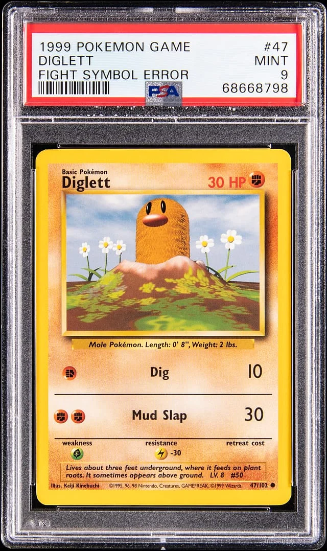 1999 Pokemon Base Set Fight Symbol Error Diglett #47 card image