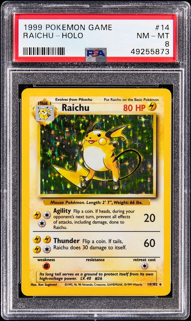 1999 Pokemon Base Set Holo Raichu #14 card image