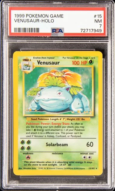 1999 Pokemon Base Set Holofoil Venusaur #15 card image