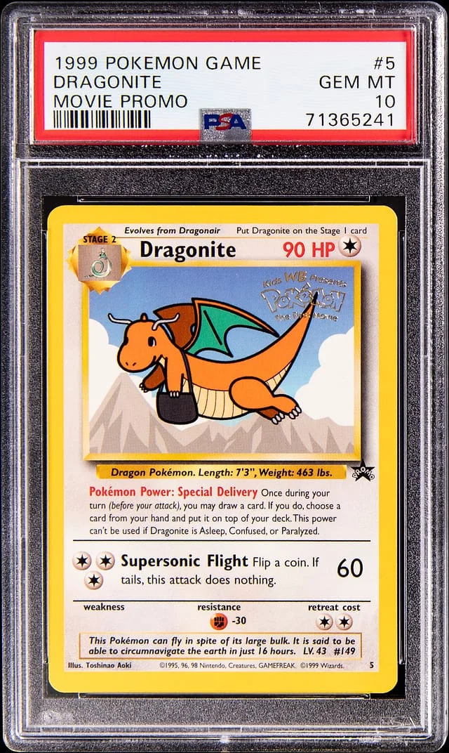 1999 Pokemon Base Set Movie Promo Dragonite #5 card image